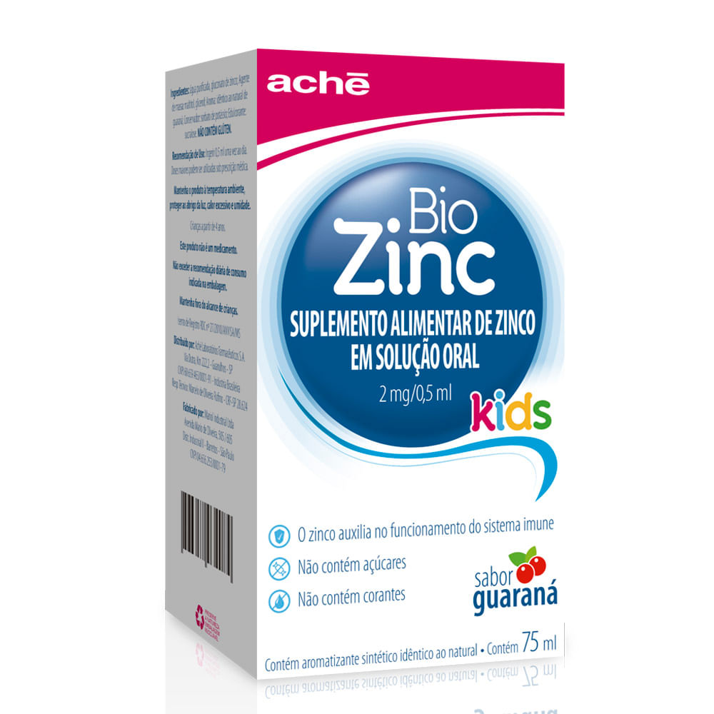 BioZinc Zinco Suplemento Alimentar Infantil 2mg/0,5ml 75ml