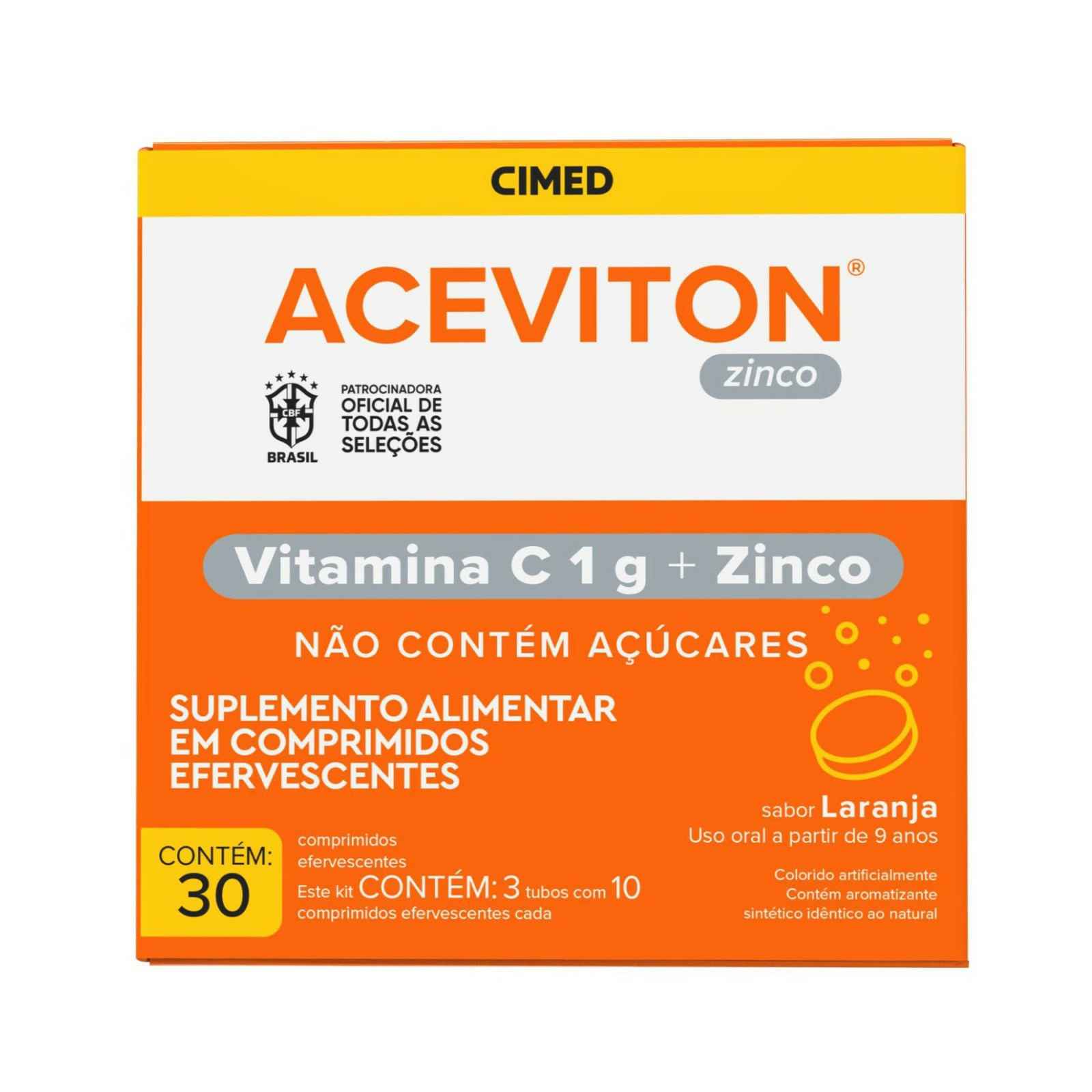 Suplemento Alimentar Aceviton Vitamina C Zinco 30 Comprimidos Efervescentes
