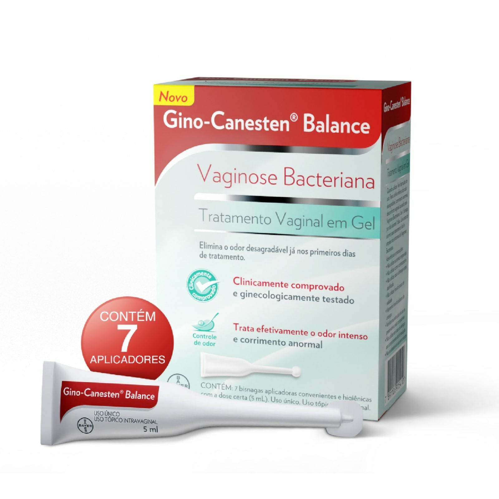 Tratamento da Vaginose Bacteriana Gino-Canesten Balance 7 Unidades 5ml Cada