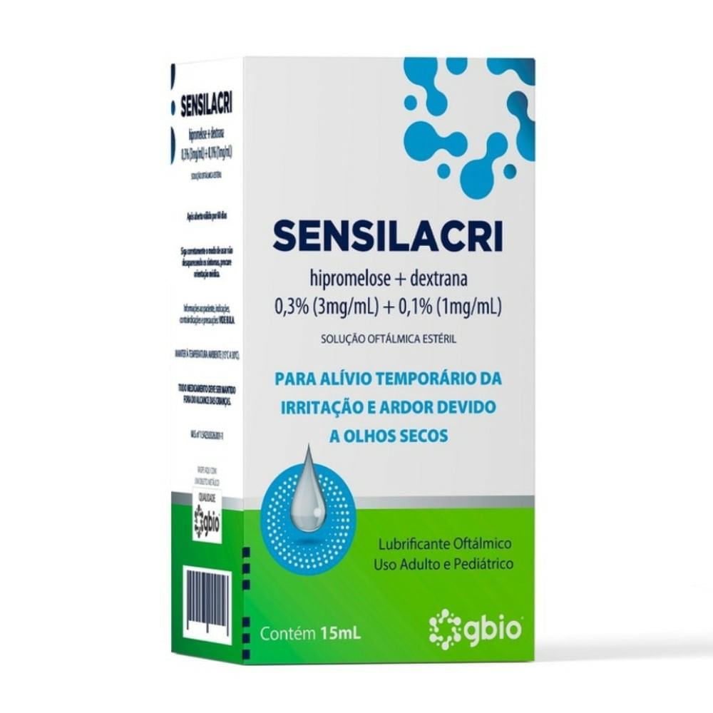 Sensilacri 3mg/ml + 1mg/ml Gbio Solução Oftálmica Estéril 15ml