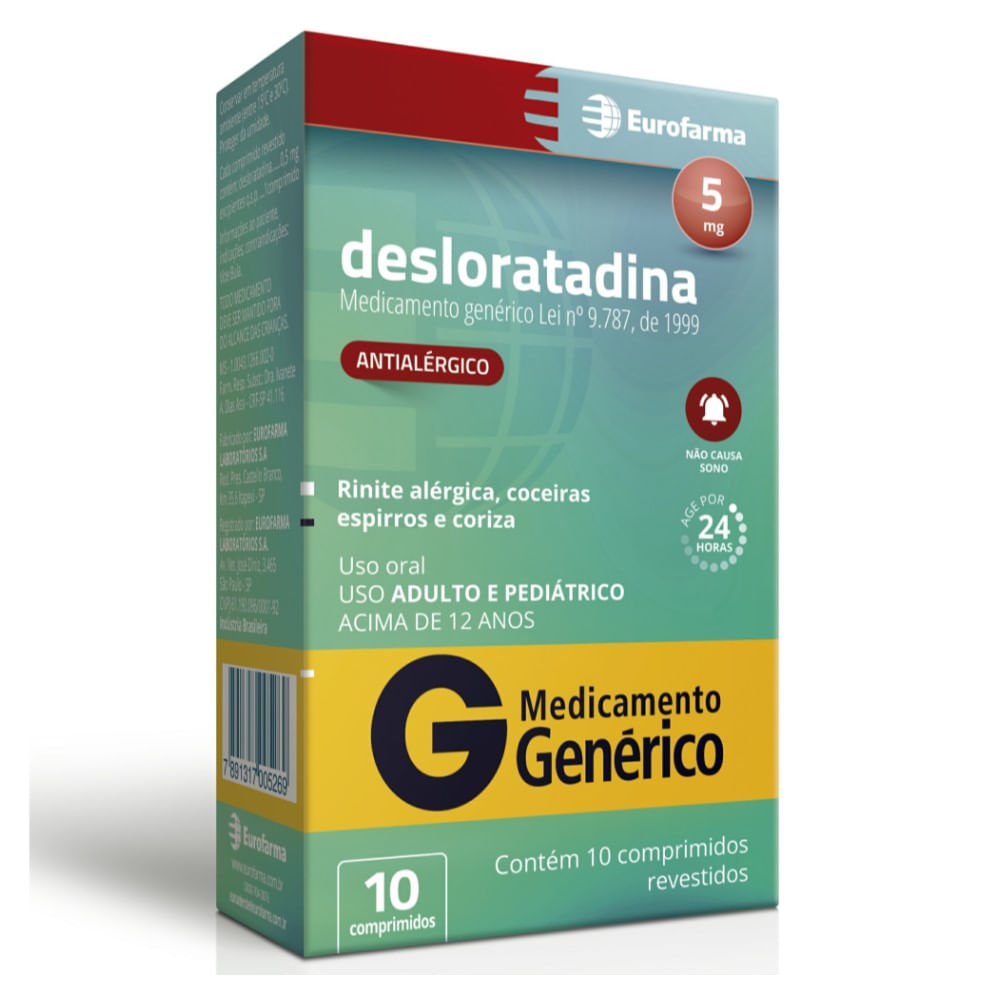 Desloratadina 5mg Eurofarma 10 Comprimidos