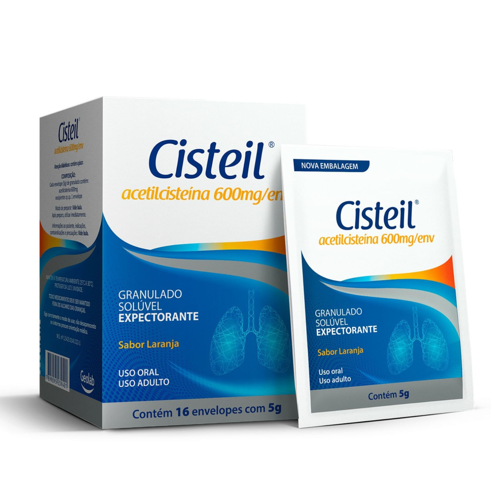 Cisteil 600mg Sabor Laranja 16 Envelopes De 5g