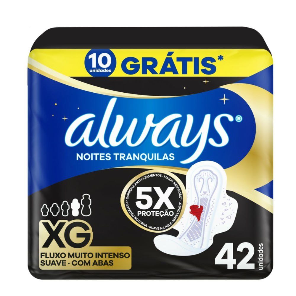 Absorvente Always Noturno Suave com Abas XG 42 Unidades