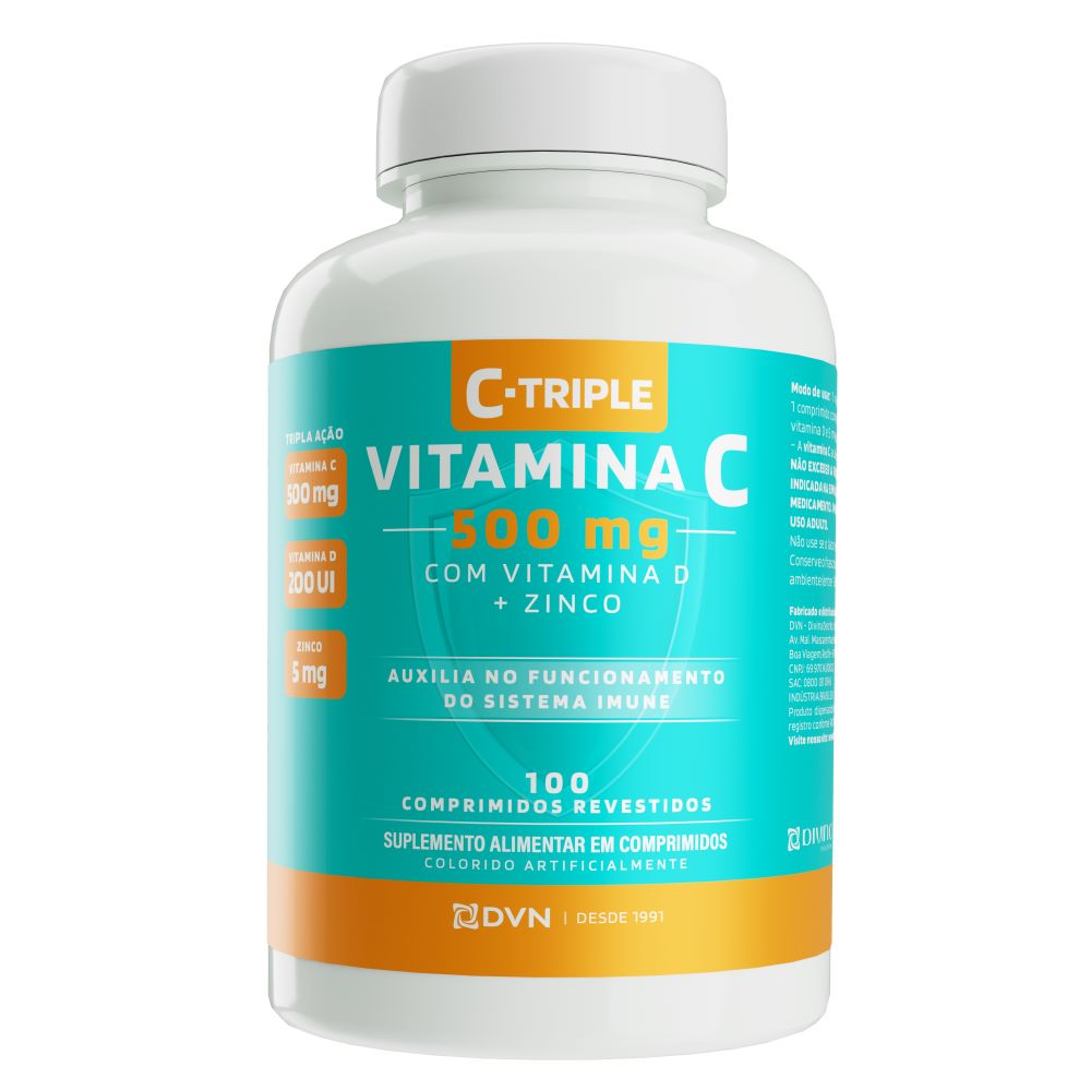 C-Triple Comp Vit C 500Mg + Vit D + Zinco 100 Comprimidos