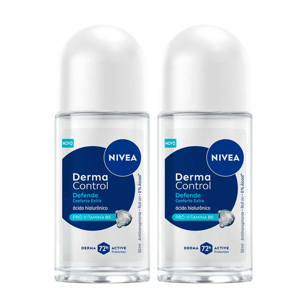 Kit Desodorante Roll On Nivea Derma Control Defende 2 unidades de 50ml Cada
