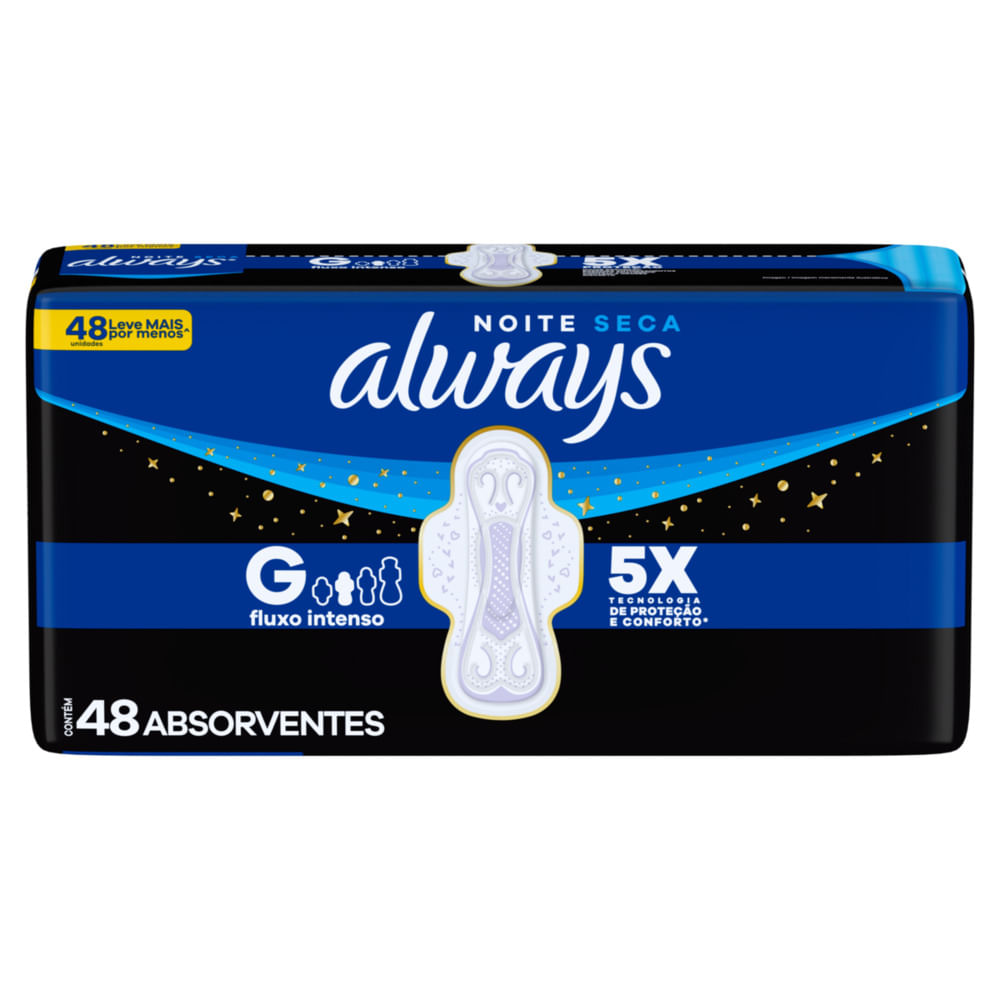 Absorvente Always Noturno Seca Com Abas G 48 Unidades