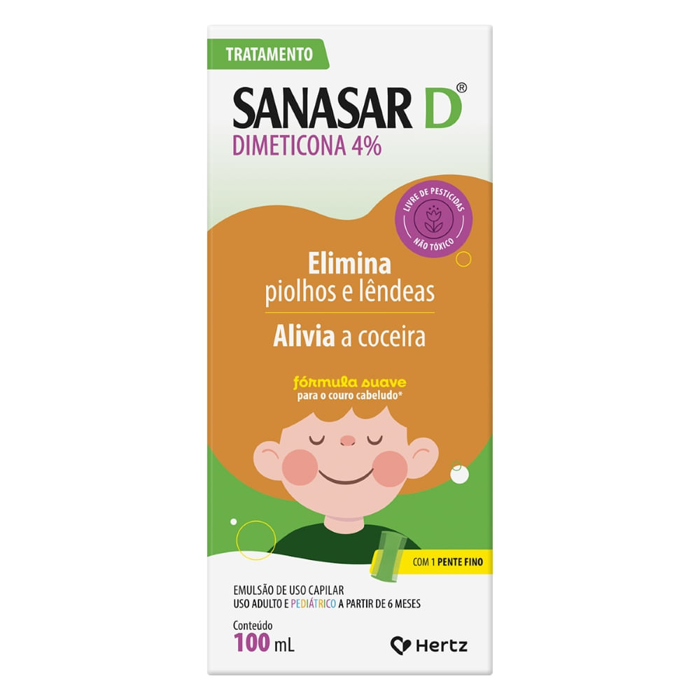Sanasar D Dimeticotina 4% Elimina Pioljos e Lêndeas 100mL