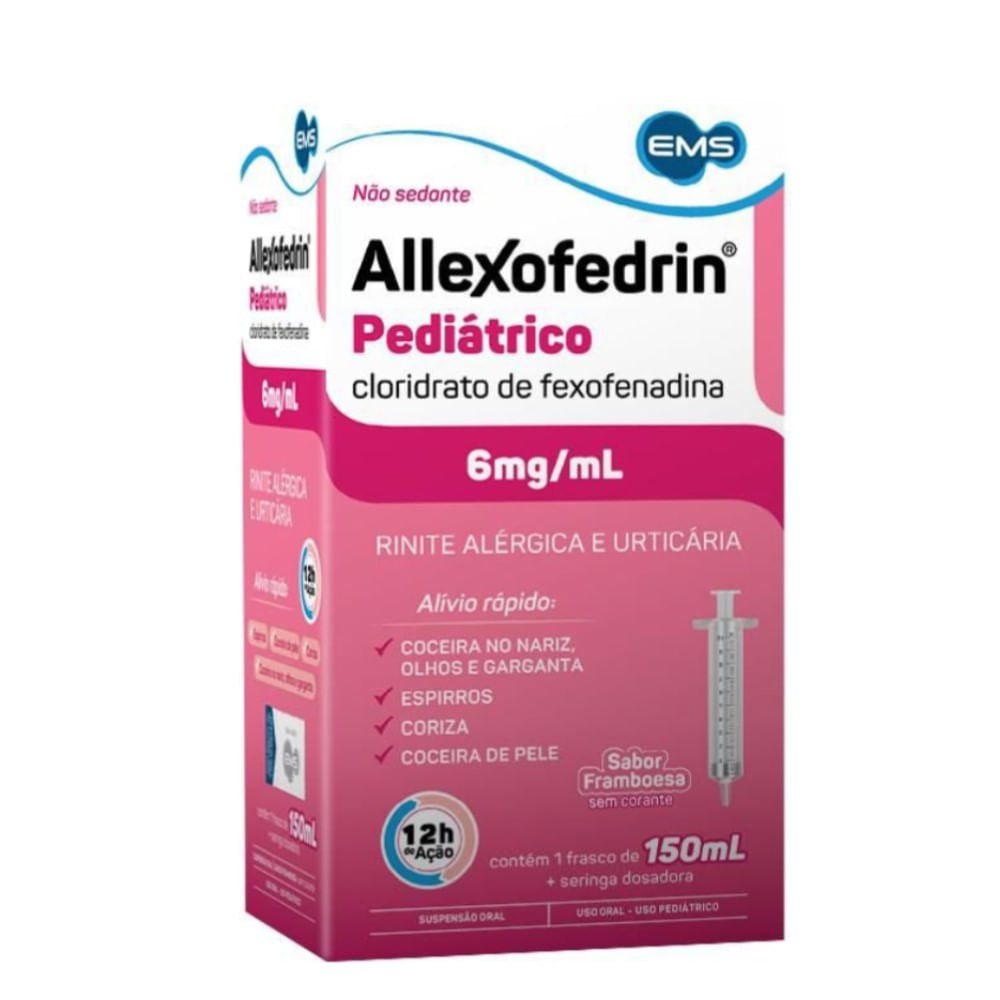 Allexofedrin Pediátrico 6mg/ml Ems Solução Oral 150ml + Seringa dosadora 1 Unidade