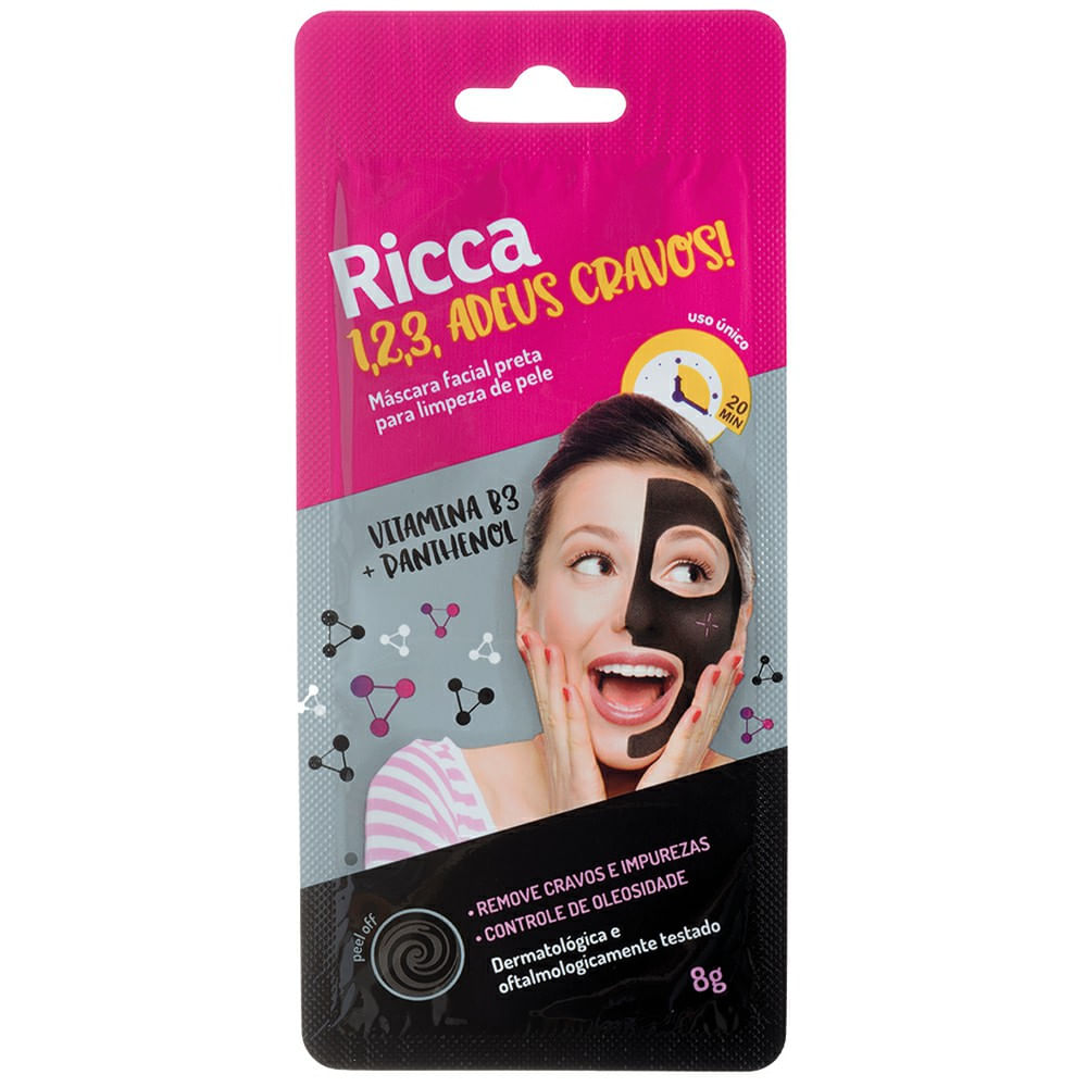 Máscara Facial Ricca Preta Para Limpeza Da Pele 8g - musculos roblox cor de pele