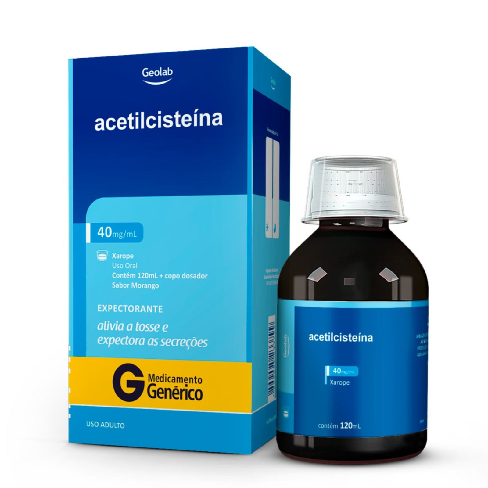 Acetilcisteína 40mg/Ml Xarope Adulto Sabor Morango 120ml + Copo Dosador