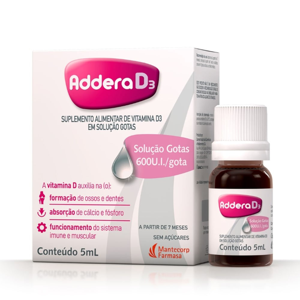 Vitamina D 600UI Addera D3 Gotas 5ml
