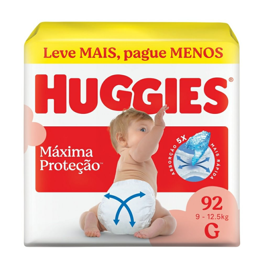 Fralda Huggies Máxima Proteção G 92 Unidades
