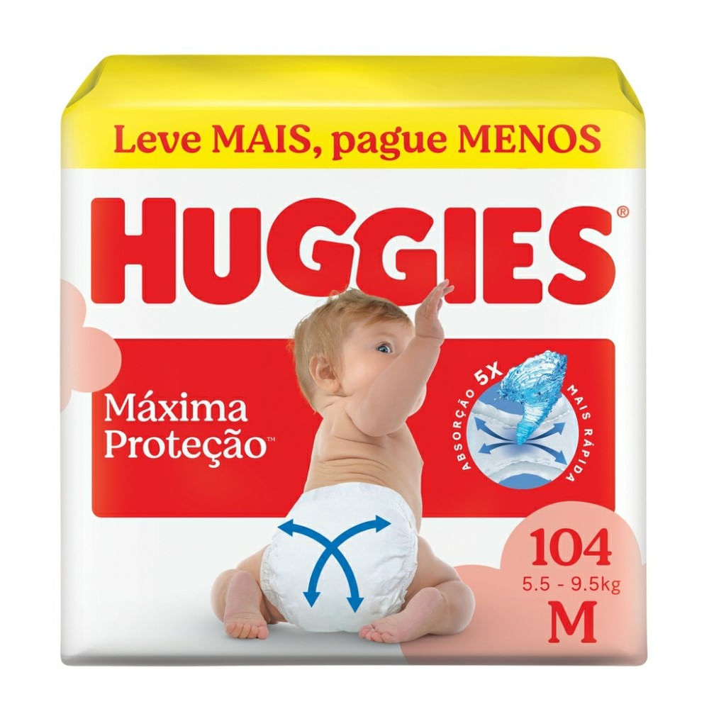 Fralda Huggies Máxima Proteção M 104 Unidades