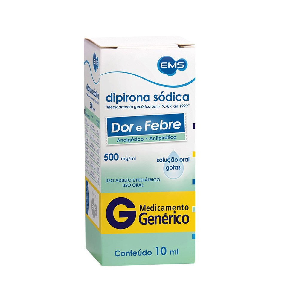 Dipirona S&oacute;dica 500mg Ems 10ml Solu&ccedil;&atilde;o Gotas