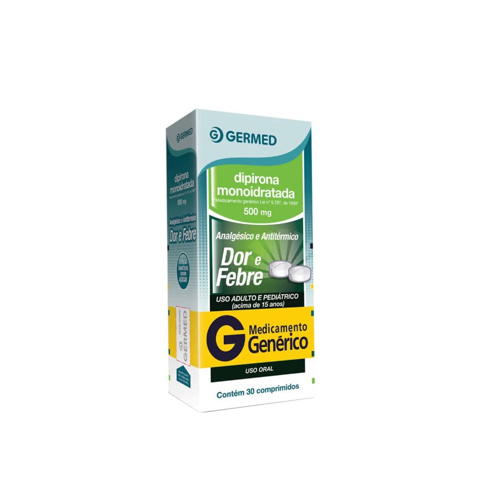 Dipirona S&oacute;dica 500mg Germed Gen&eacute;rico 30 Comprimidos