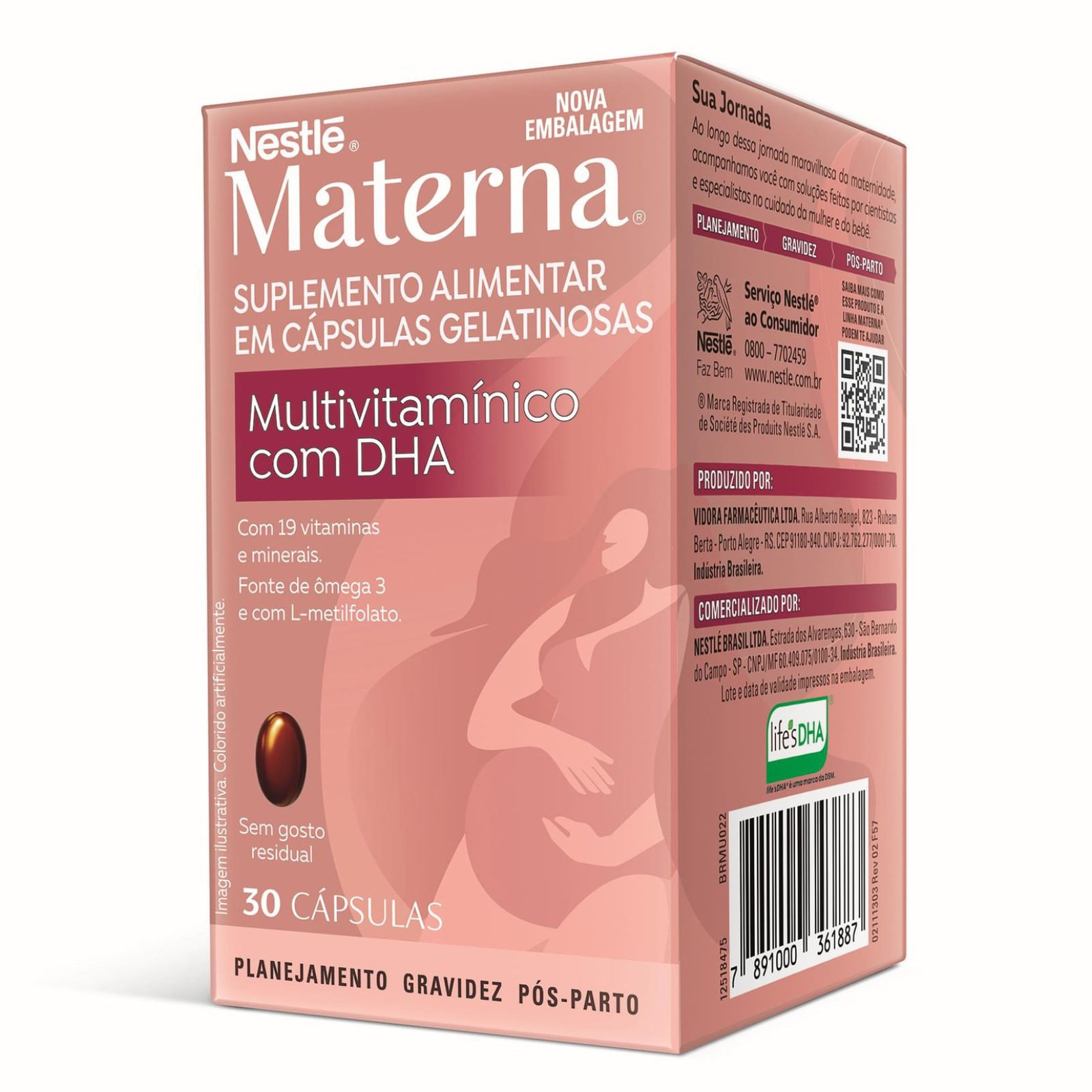 Suplemento Alimentar Adulto Nestlé Materna Multivitamínico Com DHA 30 Cápsulas