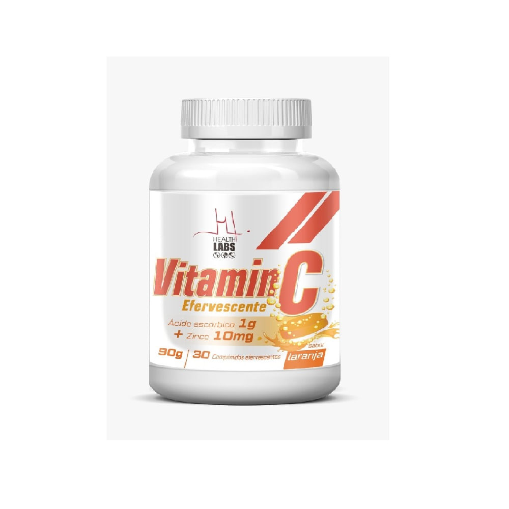 Vitamina C Laranja &Aacute;cido Asc&oacute;rbico 1g + Zinco 10mg Health Labs 30 Comprimidos Efervescente