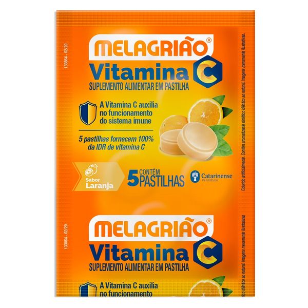 Melagrião Vitamina C Sabor Laranja 5 Pastilhas