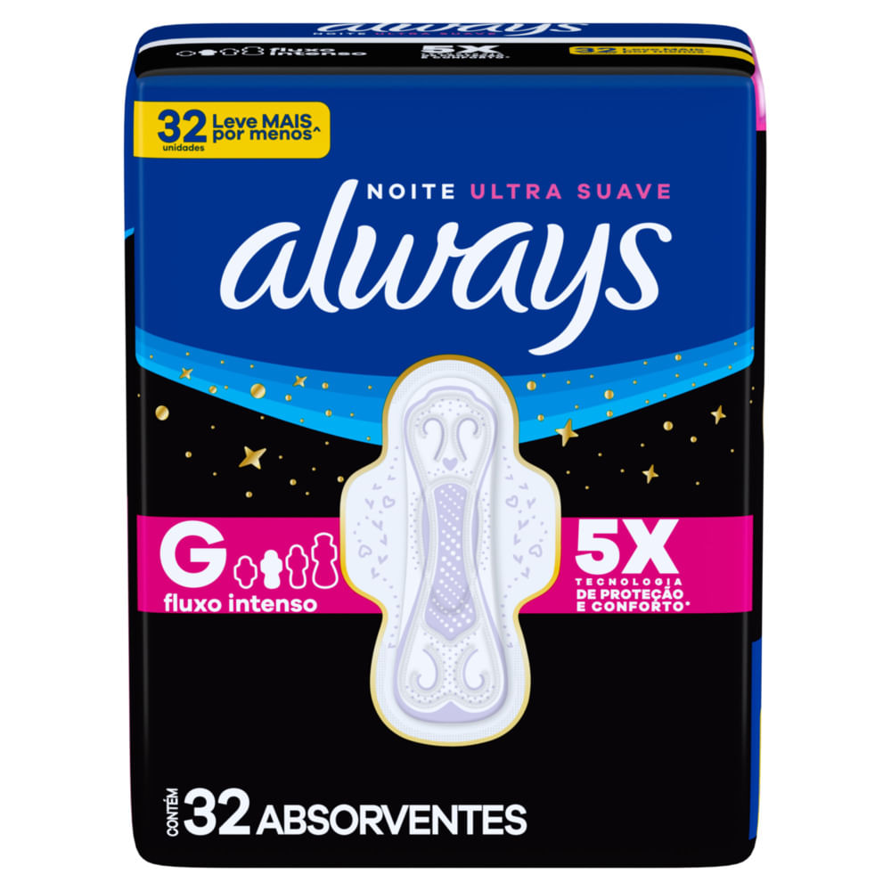 Absorvente Always Noturno Suave Com Abas G 32 Unidades