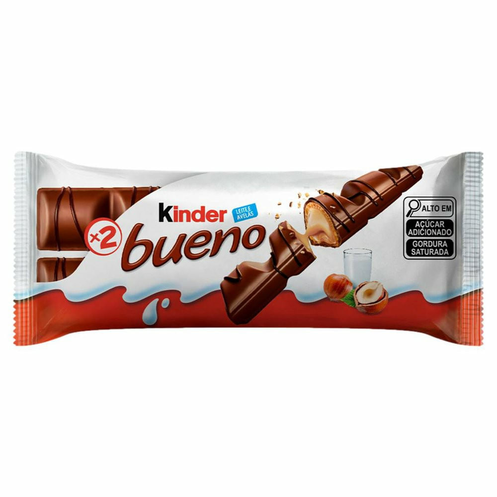 Kinder Bueno Chocolate Ao Leite Wafer Pacote com 2 Unidades 43g