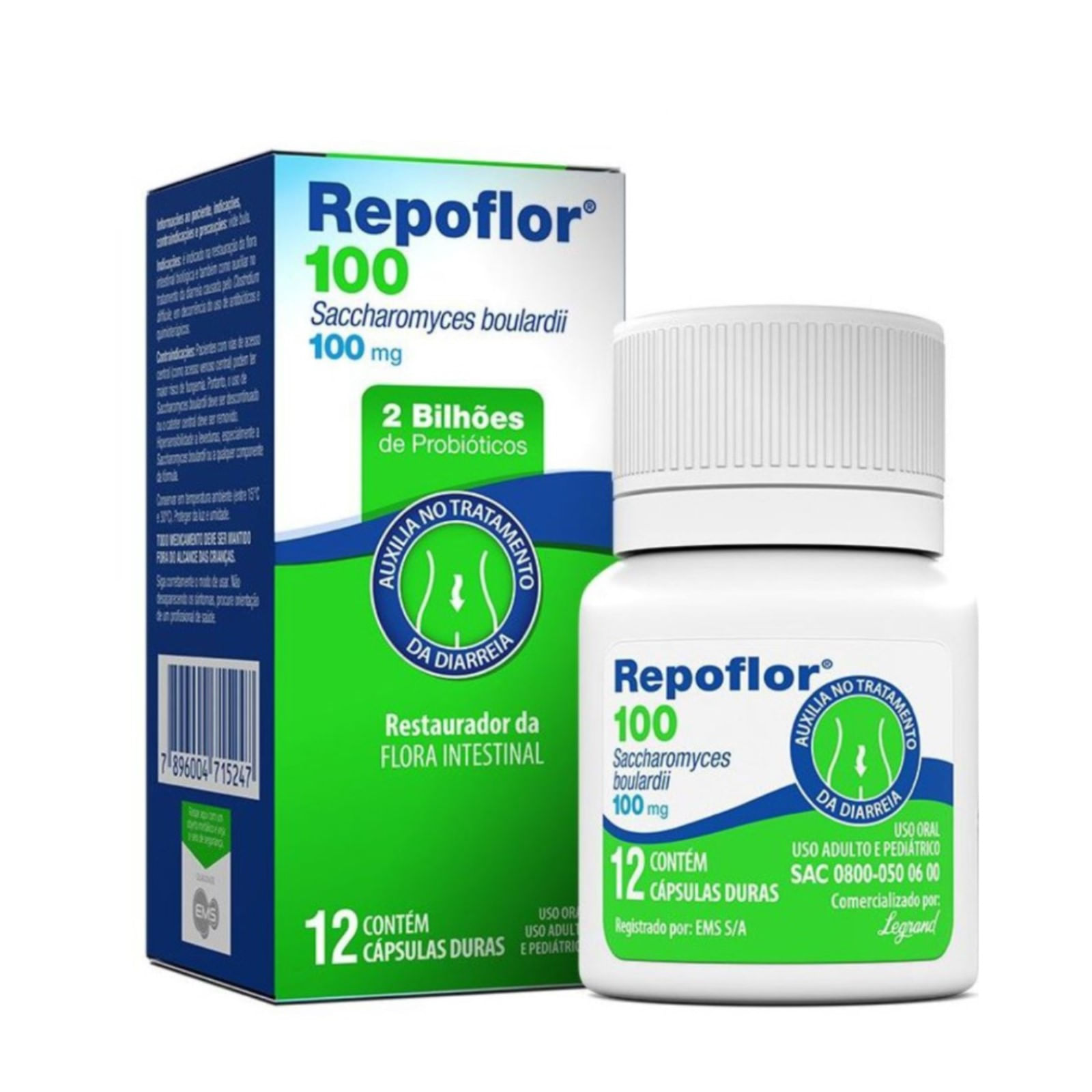 Repoflor 100mg Probiótico Legrand 12 Cápsulas