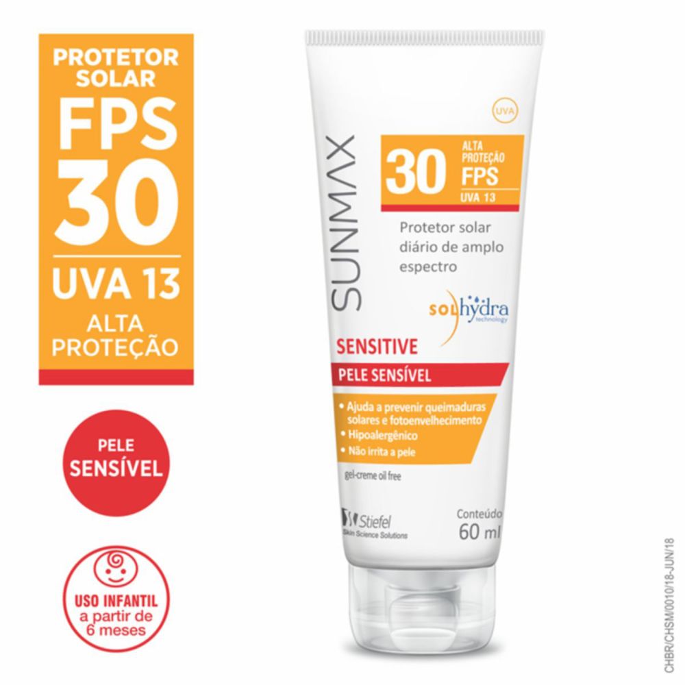 Protetor Solar Sunmax Sensitive Fps 30 60ml - Drogaria Venancio