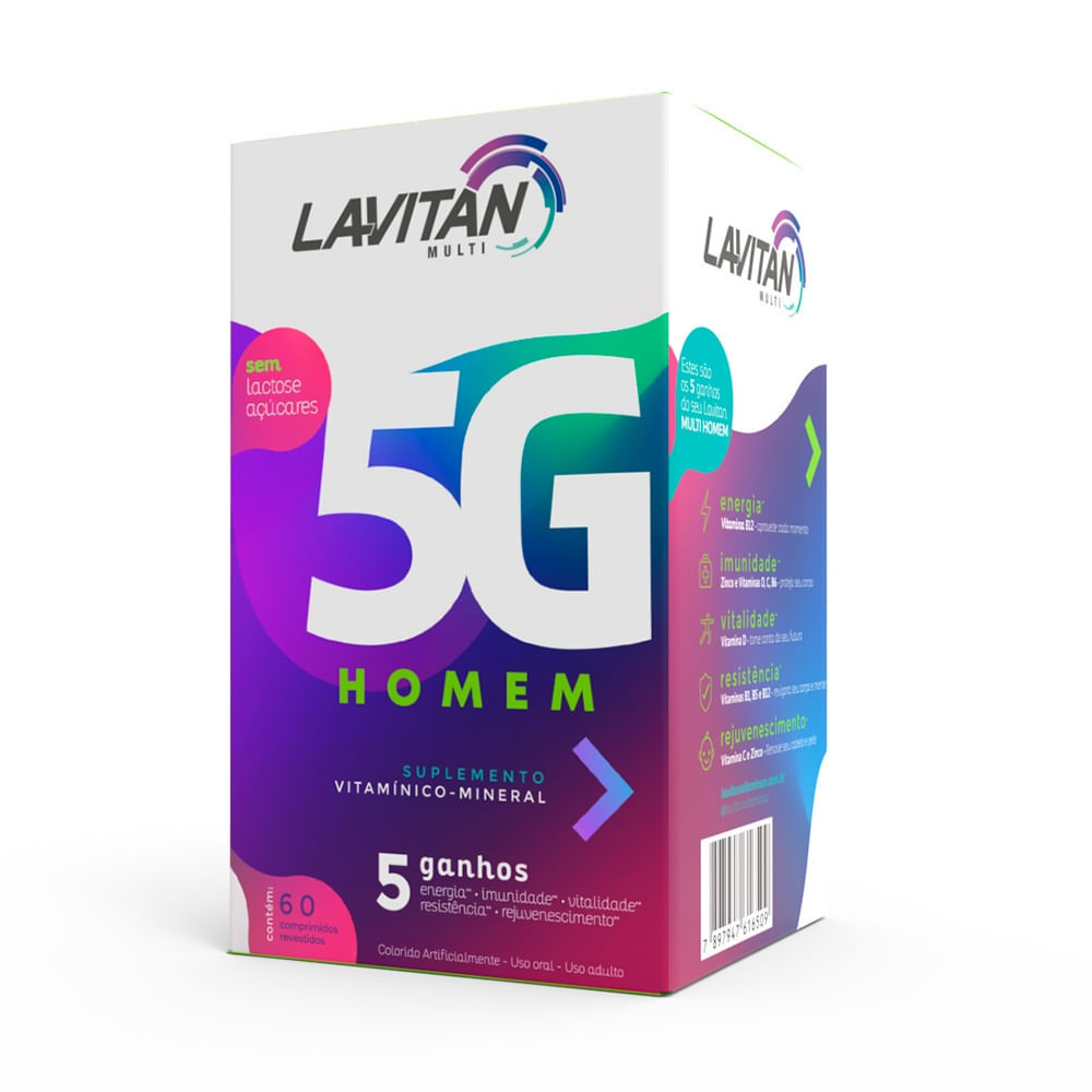 Suplemento Vitam&iacute;nico Lavitan 5G Homem 60 Comprimidos