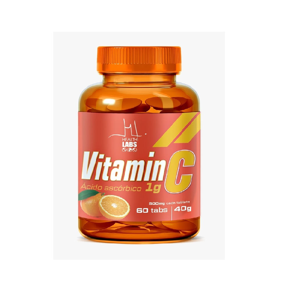 Vitamin C &Aacute;cido Asc&oacute;rbico 1g Health Labs 40g 60 C&aacute;psulas