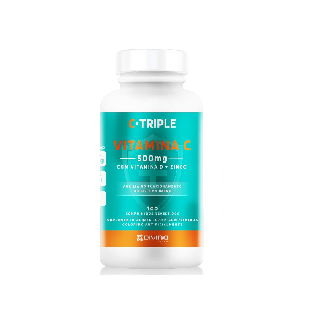 Suplemento Vitam&iacute;nico C-Triple Vitamina C 500g + Zinco 5mg + Vitamina D 200UI 100 Comprimidos
