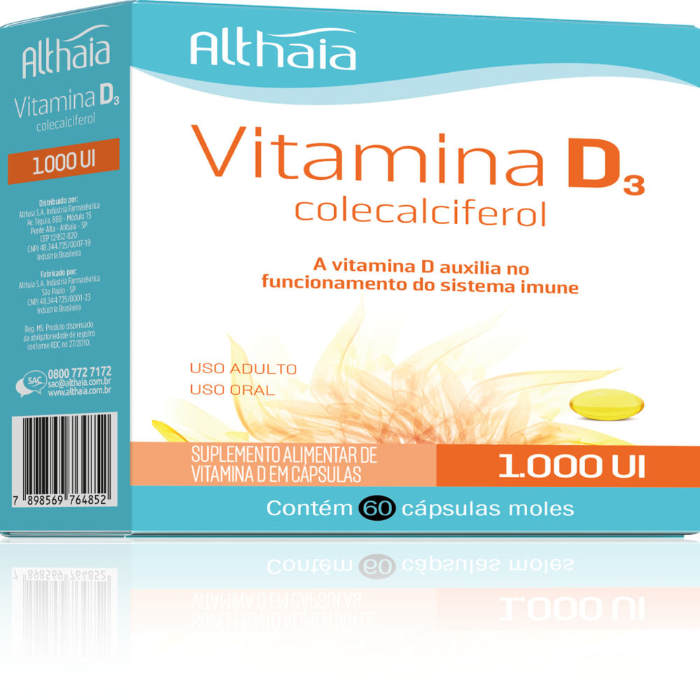 Vitamina D3 1000UI Althaia 60 C&aacute;psulas Moles