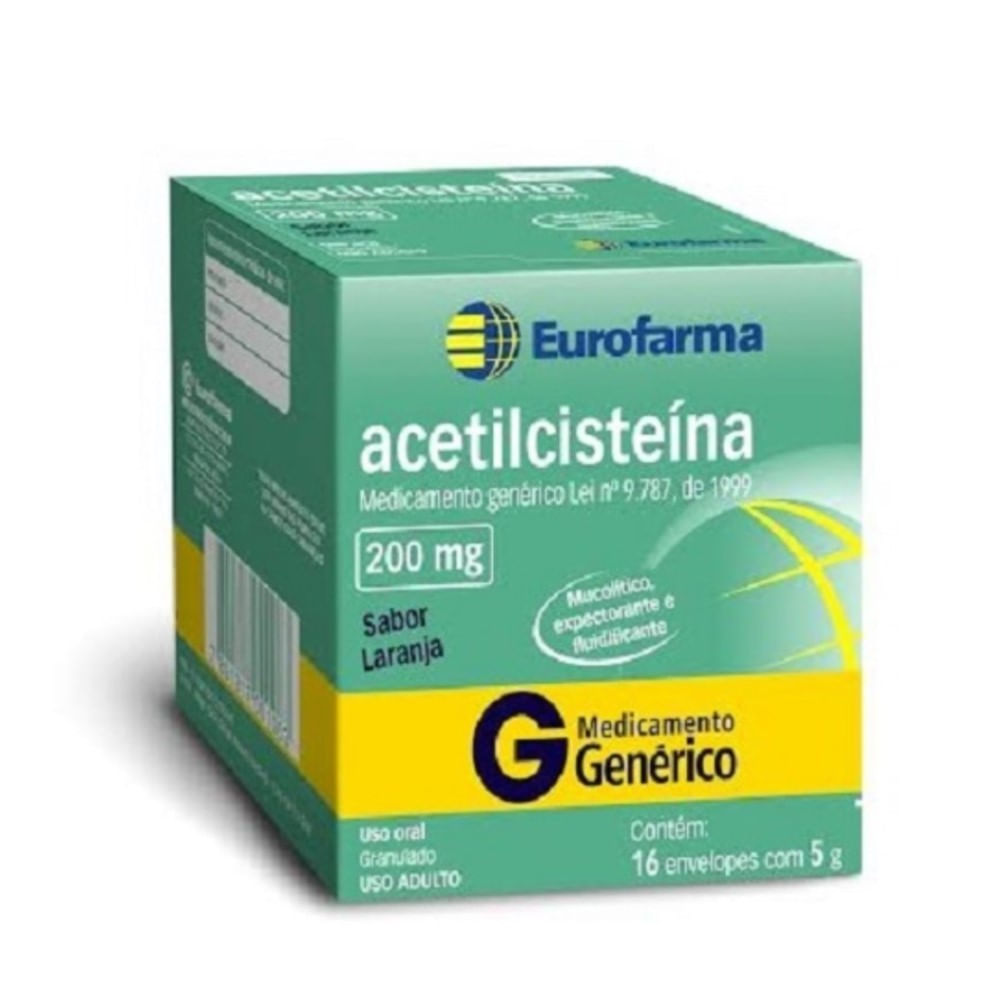 Acetilciste&iacute;na 200mg Eurofarma 16 Envelopes