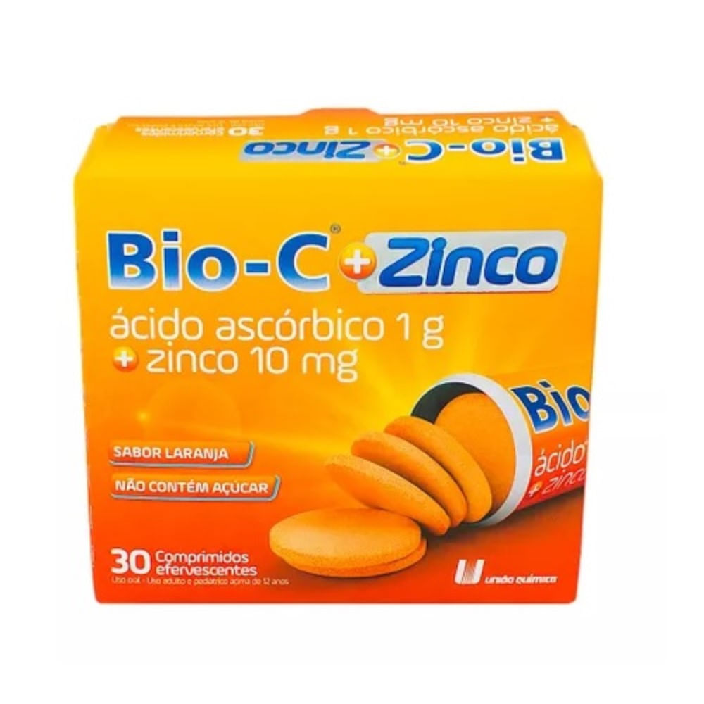 Bio-c + Zinco Uni&atilde;o Qu&iacute;mica 30 Comprimidos Efervescentes