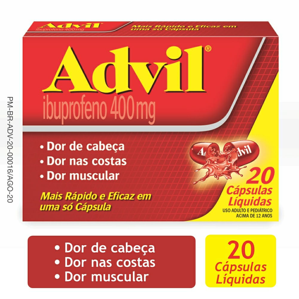 Advil Extra Al&iacute;vio Ibuprofeno 400mg 20 C&aacute;psulas Gelatinosas