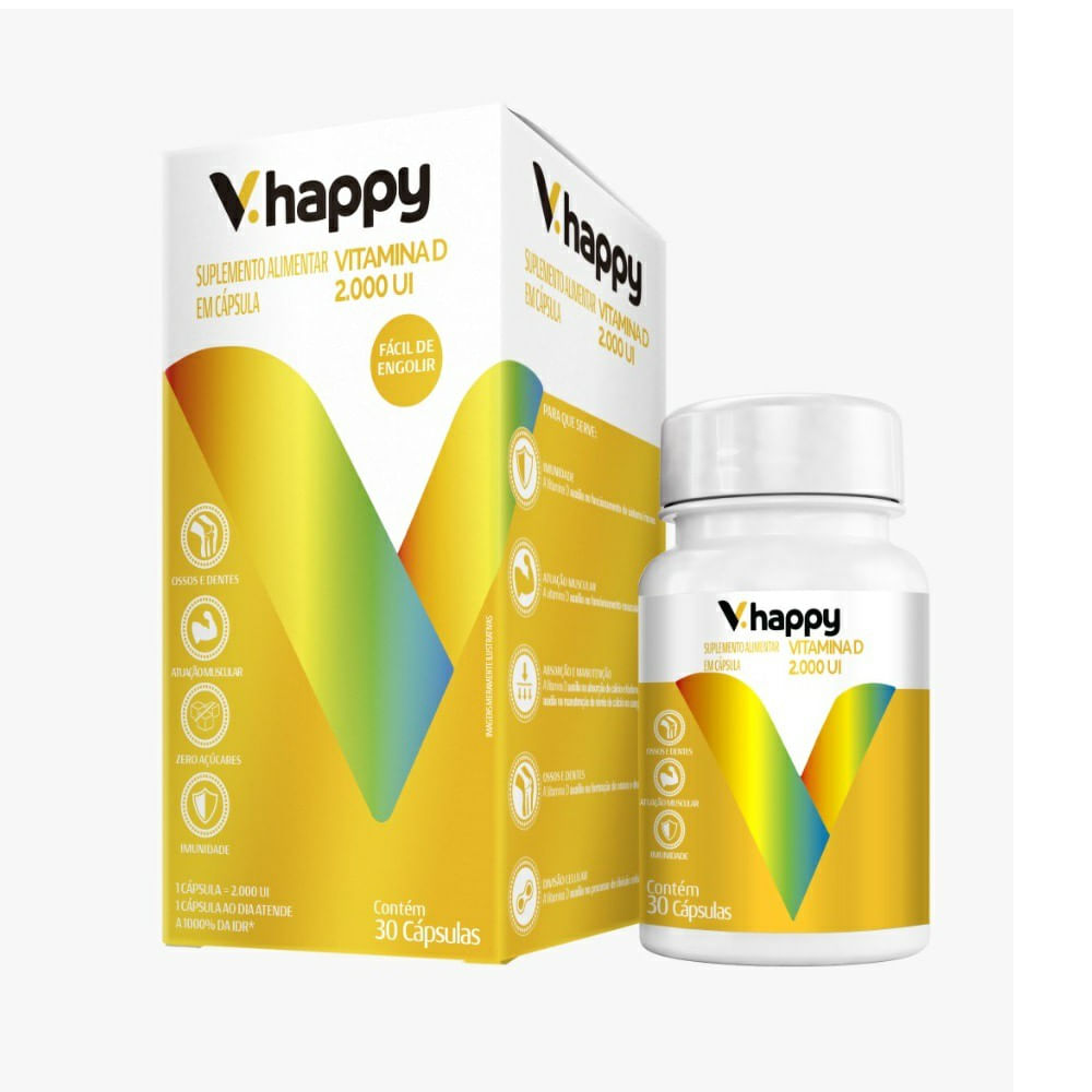 Suplemento Alimentar V. Happy 2.000UI 30 C&aacute;psulas