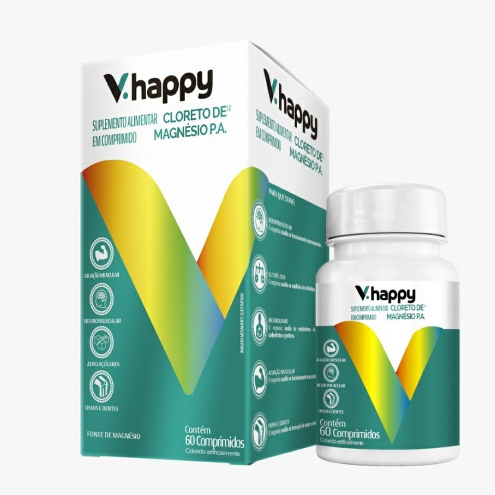 Suplemento Alimentar V. Happy Cloreto de Magn&eacute;sio 60 Comprimidos