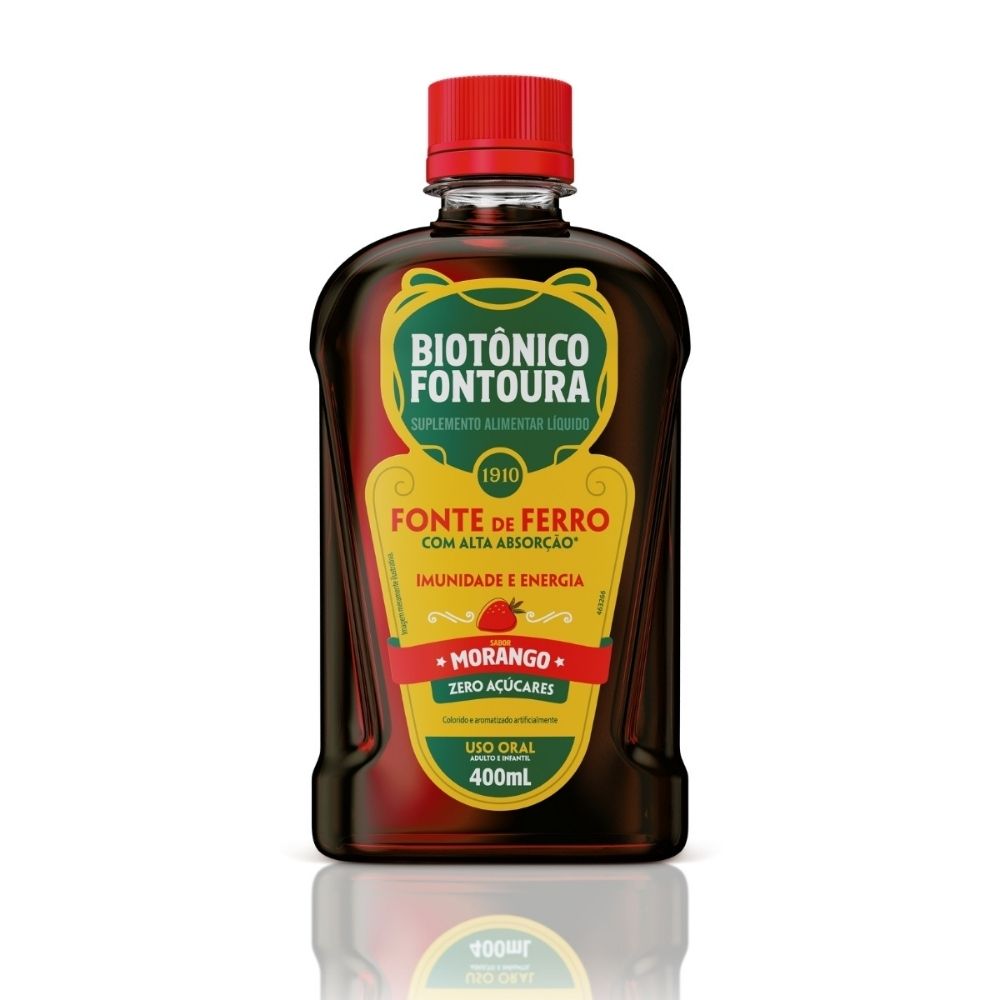 Biot&ocirc;nico Fontoura Suplemento de Ferro Sabor Morango 400ml
