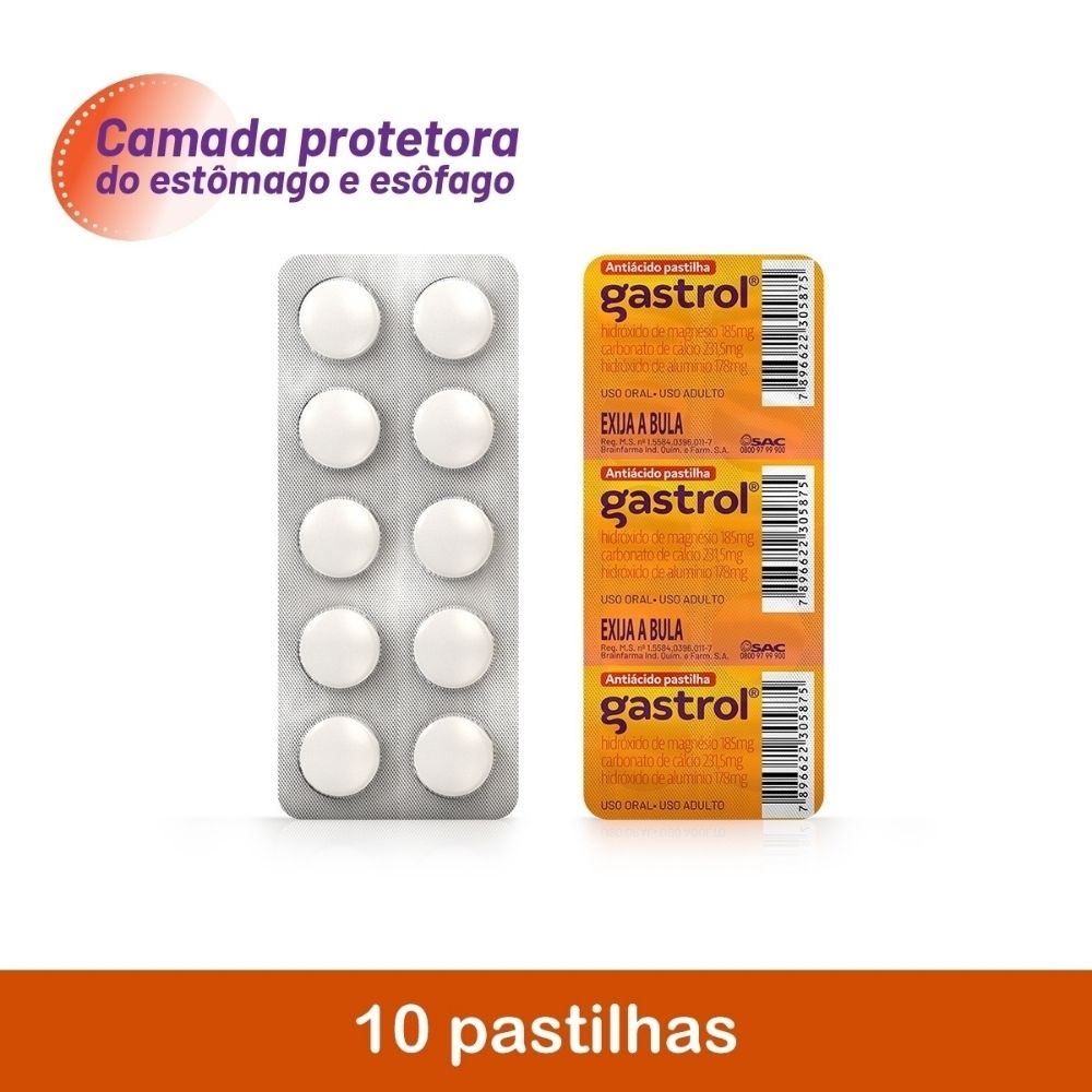 Gastrol 10 Pastilhas Mastig&aacute;veis