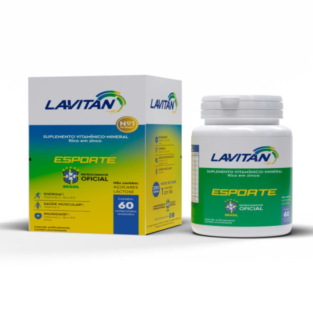 Suplemento Vitam&iacute;nico Lavitan Esporte 60 Comprimidos Revestidos