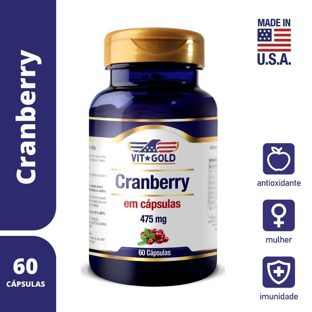 Cranberry 475mg Vitgold 60 Cápsulas