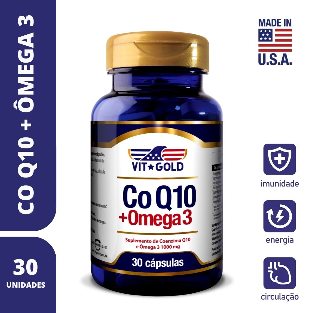 Suplemento Co Q10 + &Ocirc;mega 3 Vitgold 30 C&aacute;psulas