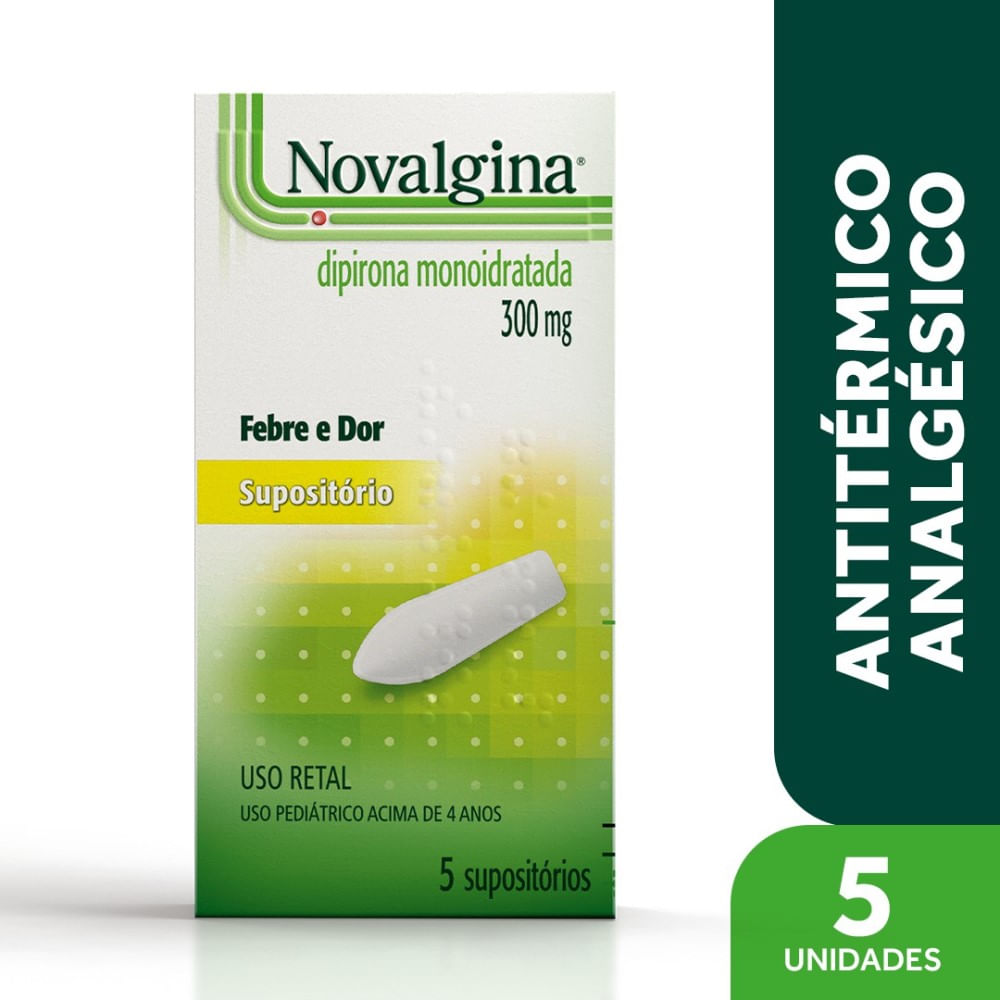 Analg&eacute;sico e Antit&eacute;rmico Novalgina 300mg 5 Suposit&oacute;rios