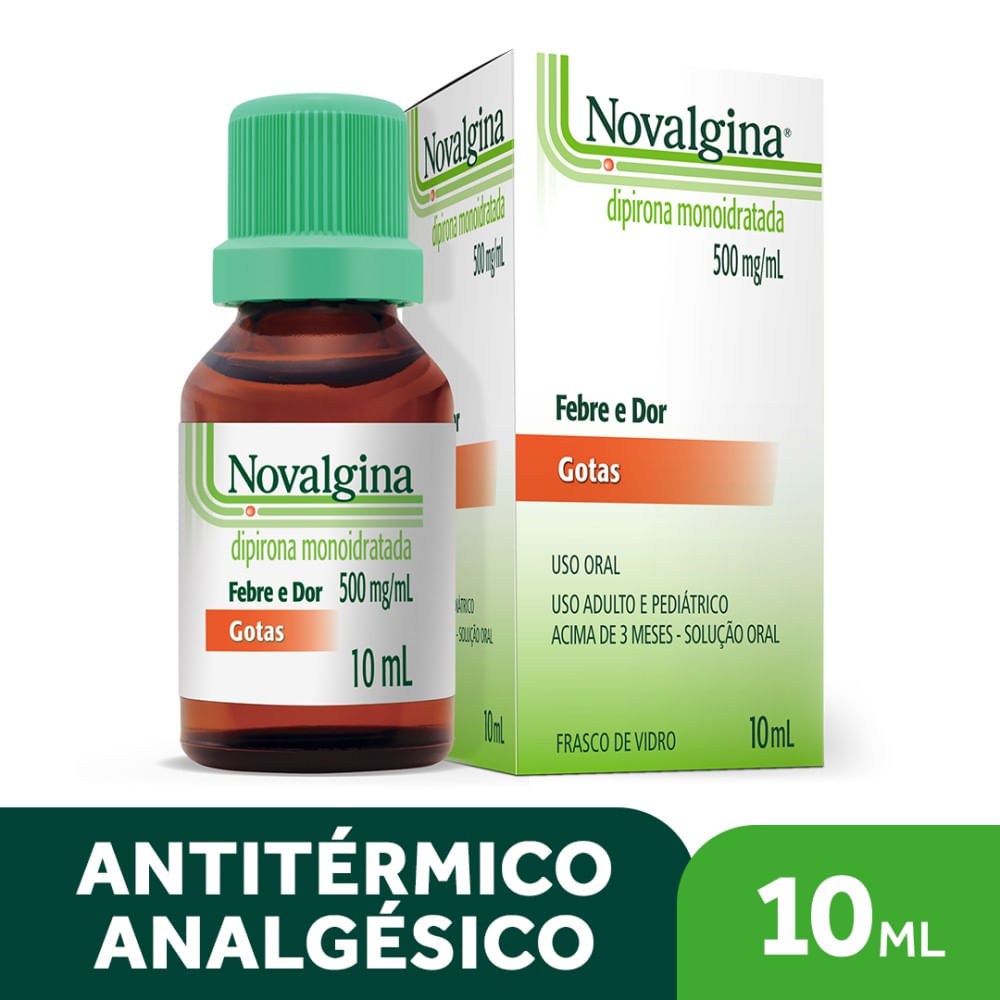 Analg&eacute;sico e Antit&eacute;rmico Novalgina 500mg/ml Gotas Solu&ccedil;&atilde;o Oral 10ml
