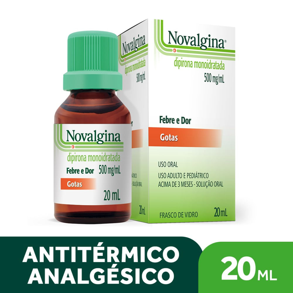 Analg&eacute;sico e Antit&eacute;rmico Novalgina 500ml Gotas Solu&ccedil;&atilde;o Oral 20ml