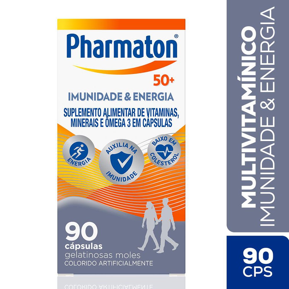 Suplemento Vitam&iacute;nico Pharmaton 50+ Imunidade & Energia 90 C&aacute;psulas